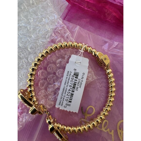 Lilly Pulitzer Elephant Cuff Bracelet Gold-tone Rhinestone Hinged Bracelet NWT - Picture 11 of 15